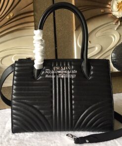 Replica Prada Diagramme Leather Handbag 1BA165 Black