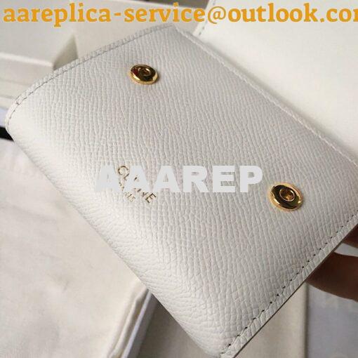 Replica Celine Small Trifold Wallet In Grained Calfskin 10B573 White 3