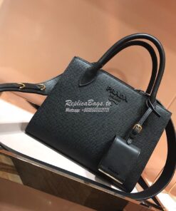 Replica Prada Monochrome Saffiano leather bag 1ba156 Black