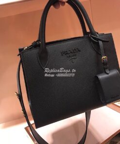 Replica Prada Monochrome Saffiano leather bag 1ba156 Black 2