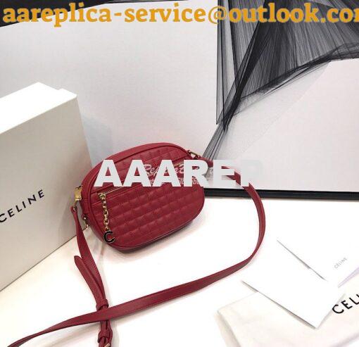 Replica Celine Small C Charm Bag In Quilted Calfskin 188363 Red