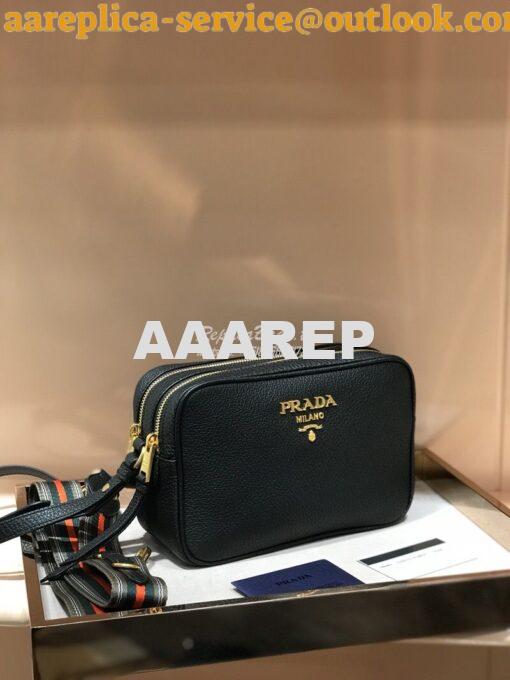 Replica Prada Calf Leather Shoulder Camera Bag 1bh082 Black