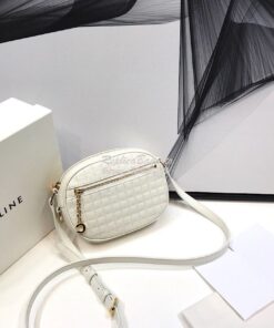 Replica Celine Small C Charm Bag In Quilted Calfskin 188363 White