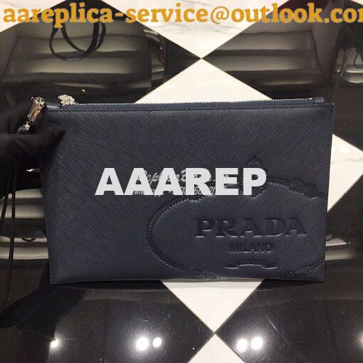 Replica Prada Saffiano Leather Document Holder 2NG005 Blue 2