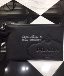 Replica Prada Saffiano Leather Document Holder 2NG005 Black