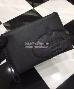 Replica Prada Saffiano Leather Document Holder 2NG005 Black 2