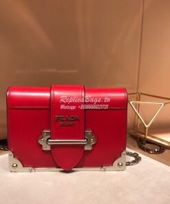 Replica Prada Cahier leather clutch bag 1bh018 Red