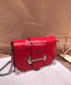 Replica Prada Cahier leather clutch bag 1bh018 Red 2