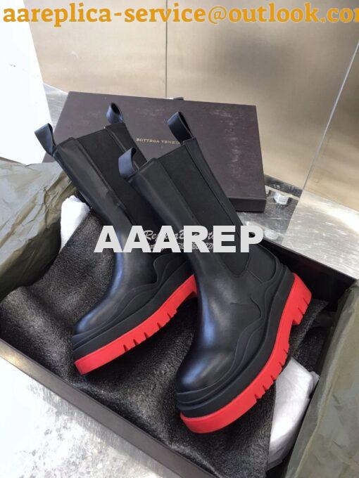 Replica Bottega Veneta BV Tire Boots 630297 Black Red 4