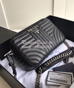 Replica Prada Diagramme leather cross-body bag 1bh083 Black