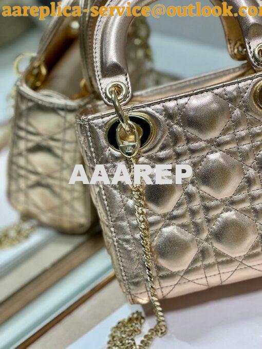 Replica Christian Dior Lady Dior Quilted in Metallic Lambskin Leather 5