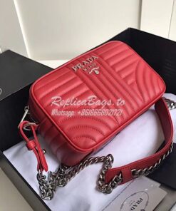 Replica Prada Diagramme leather cross-body bag 1bh083 Red