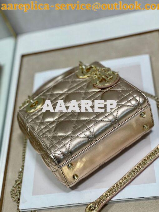 Replica Christian Dior Lady Dior Quilted in Metallic Lambskin Leather 7