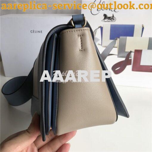 Replica Celine Medium Frame Bag in dusty blue and grey Shiny Smooth Ca 4