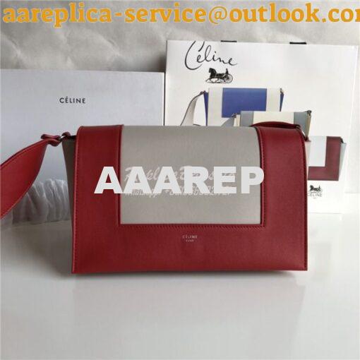 Replica Celine Medium Frame Bag in red/ milky white Shiny Smooth Calfs