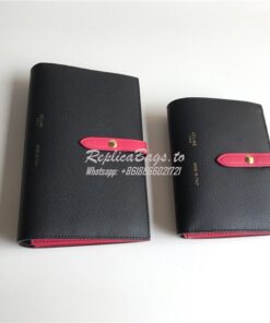 Replica Celine Strap medium/large multifunction wallet in black graine 2