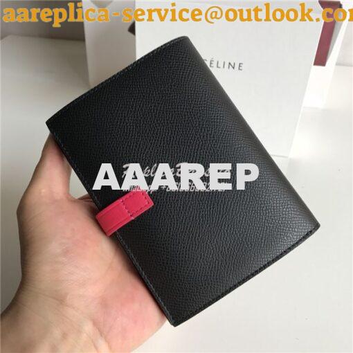 Replica Celine Strap medium/large multifunction wallet in black graine 5