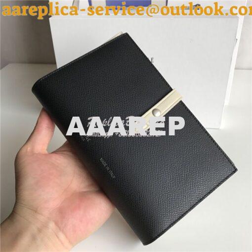 Replica Celine Strap medium/large multifunction wallet in black graine 10