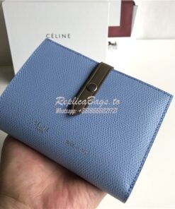 Replica Celine Strap medium/large multifunction wallet in blue grained