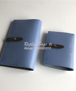 Replica Celine Strap medium/large multifunction wallet in blue grained 2