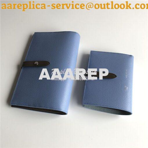 Replica Celine Strap medium/large multifunction wallet in blue grained 2