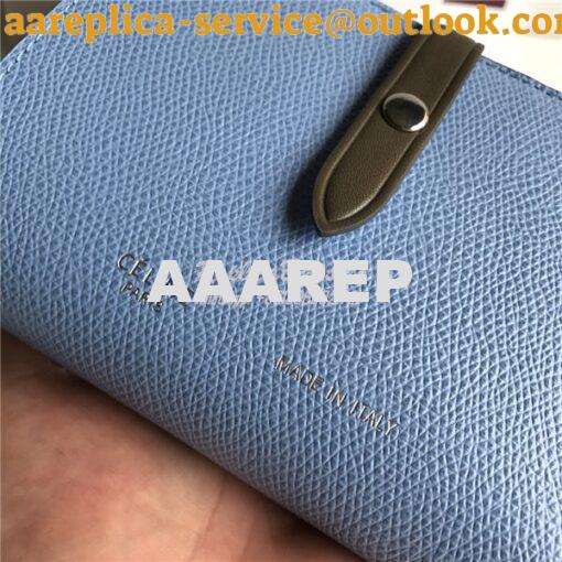 Replica Celine Strap medium/large multifunction wallet in blue grained 3