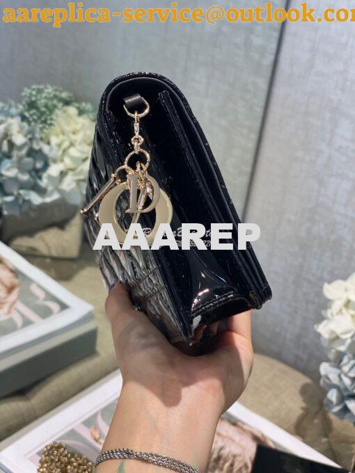 Replica Lady Dior Clutch With Chain in Patent Calfskin S0204 Black 4