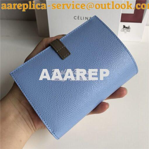 Replica Celine Strap medium/large multifunction wallet in blue grained 4