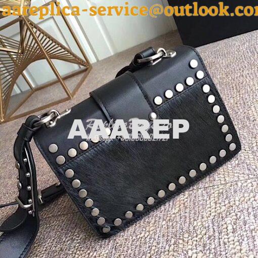 Replica Prada Cahier Small Calf Hair Studded black Shoulder Bag 1BD045 10