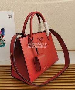 Replica Prada Monochrome red Saffiano Leather Bag 2