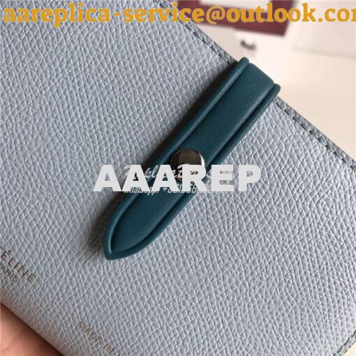 Replica Celine Strap medium/large multifunction wallet in light blue g 4