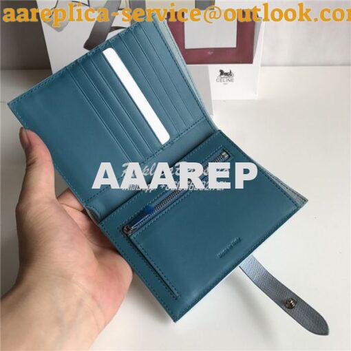 Replica Celine Strap medium/large multifunction wallet in light blue g 6