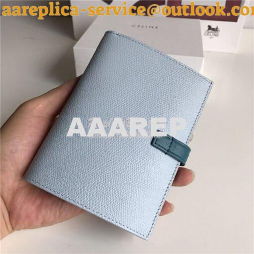 Replica Celine Strap medium/large multifunction wallet in light blue g 9