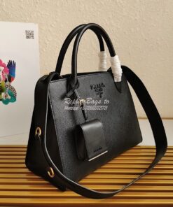 Replica Prada Monochrome black Saffiano Leather Bag 2