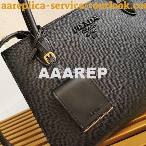 Replica Prada Monochrome black Saffiano Leather Bag 4