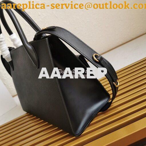 Replica Prada Monochrome black Saffiano Leather Bag 5