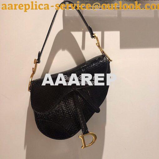 Replica Dior Saddle Bag in Python Leather Black