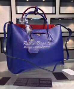 Replica Prada BN2756 BN2775 Saffiano Cuir Blue Leather Tote