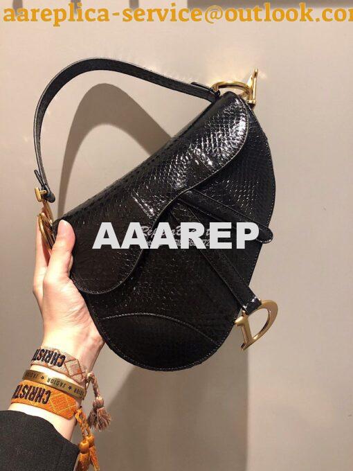 Replica Dior Saddle Bag in Python Leather Black 2