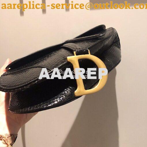 Replica Dior Saddle Bag in Python Leather Black 4