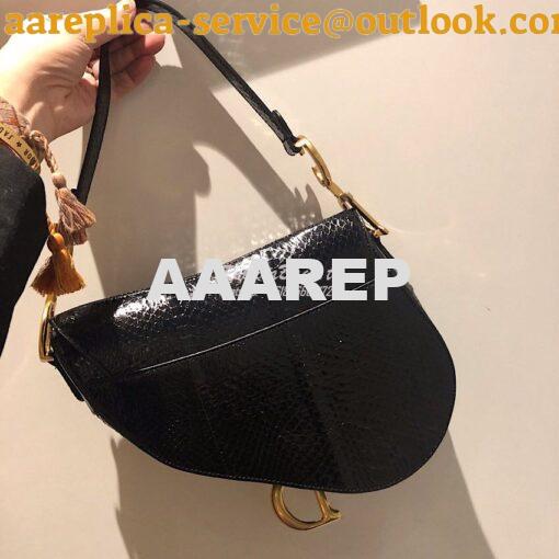 Replica Dior Saddle Bag in Python Leather Black 5