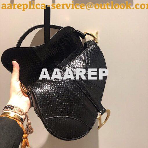 Replica Dior Saddle Bag in Python Leather Black 6