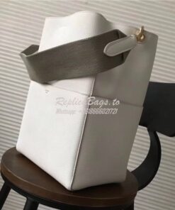 Replica Celine Seau Sangle bag in white soft grained calfskin 2