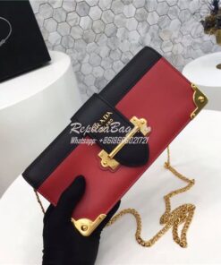 Replica Prada Cahier red Long Clutch with chain Bag 1BF048