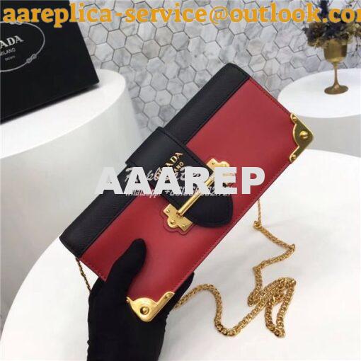 Replica Prada Cahier red Long Clutch with chain Bag 1BF048