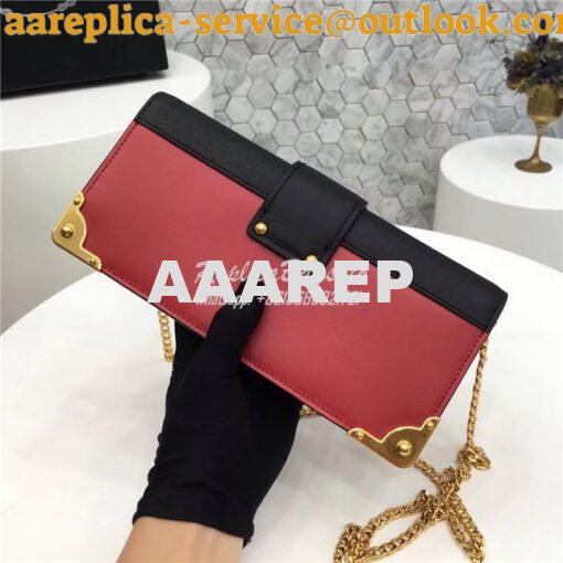 Replica Prada Cahier red Long Clutch with chain Bag 1BF048 6