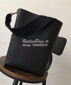 Replica Celine Seau Sangle bag in black soft grained calfskin