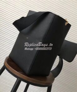 Replica Celine Seau Sangle bag in black soft grained calfskin 2