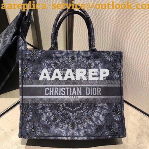 Replica Dior Book Tote bag Embroidered Canvas with Blue KaléiDiorscopi