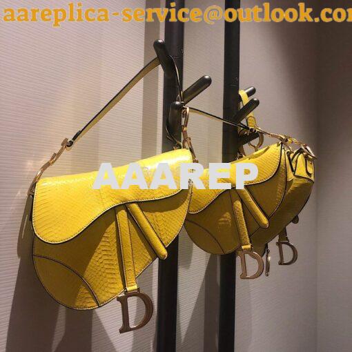 Replica Dior Saddle Bag in Python Leather Yellow